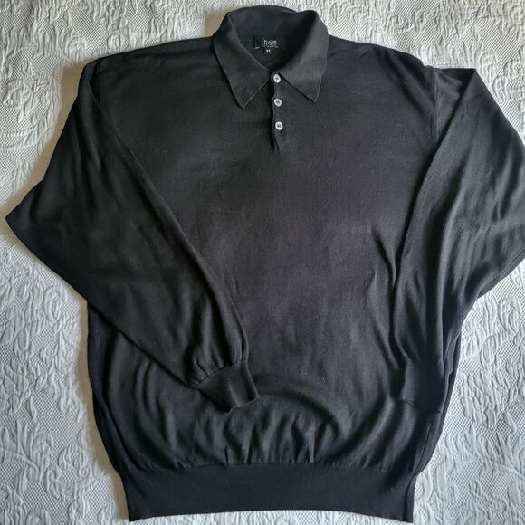 Raffi Golf Sweater Men XL Black Lightweight Cotton Blend Made In Italy - Picture 1 of 12